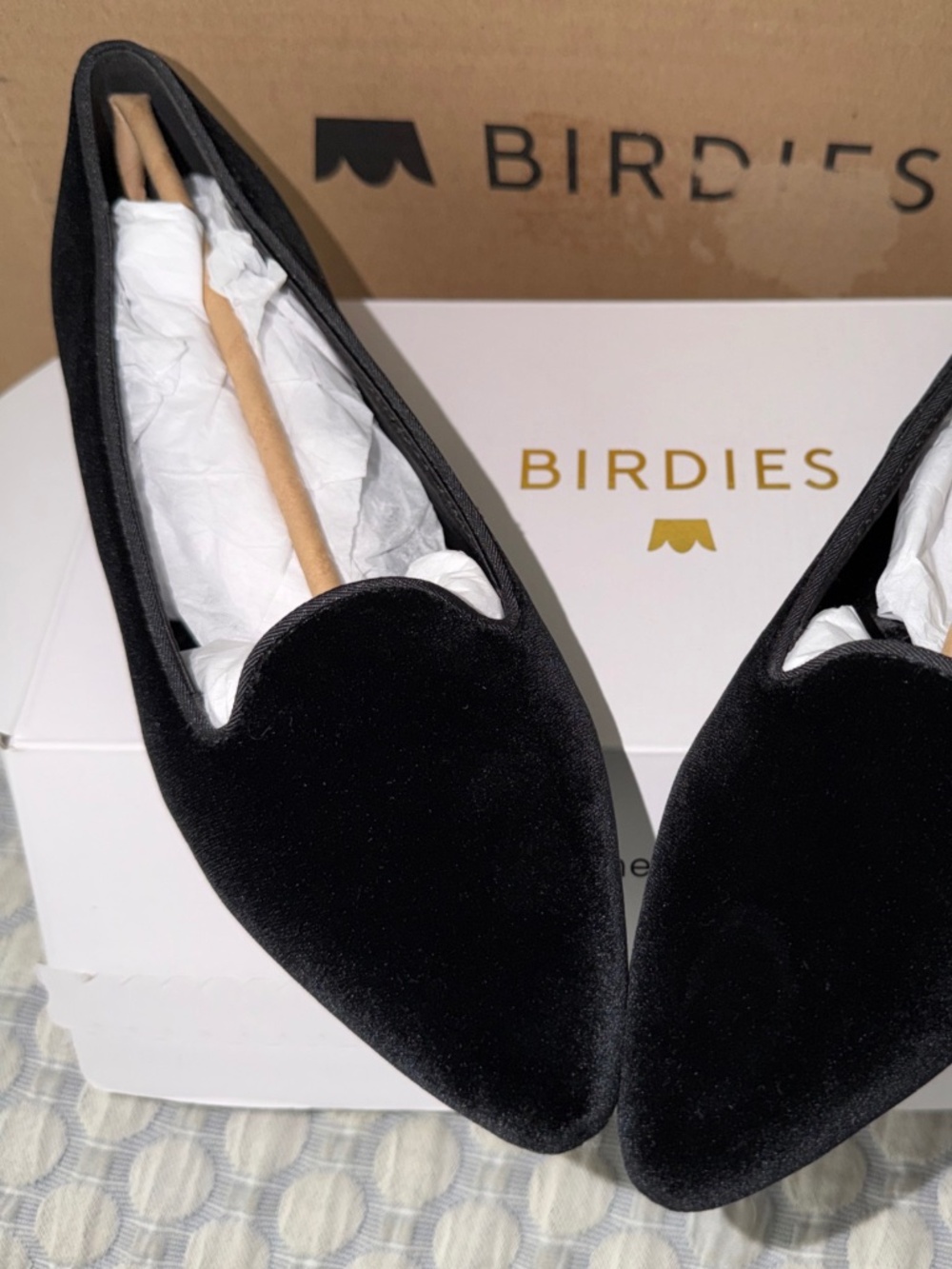 Birdies The Sparrow black velveteen shoes size 6.5 New In Box